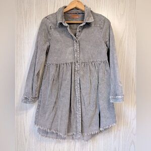 Umgee Corduroy Rustic Frayed Hem Button Front Dress Women’s Size Small EUC